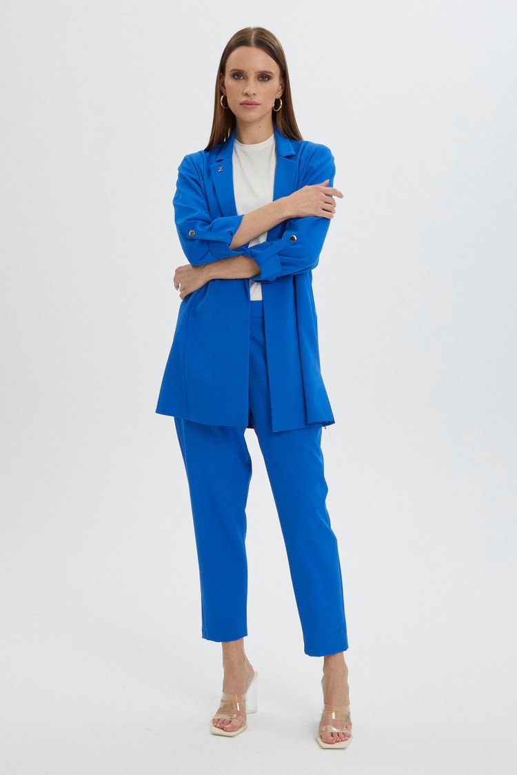 Kol Detaylı Ceket Pantolon Saks Takım TK-1144