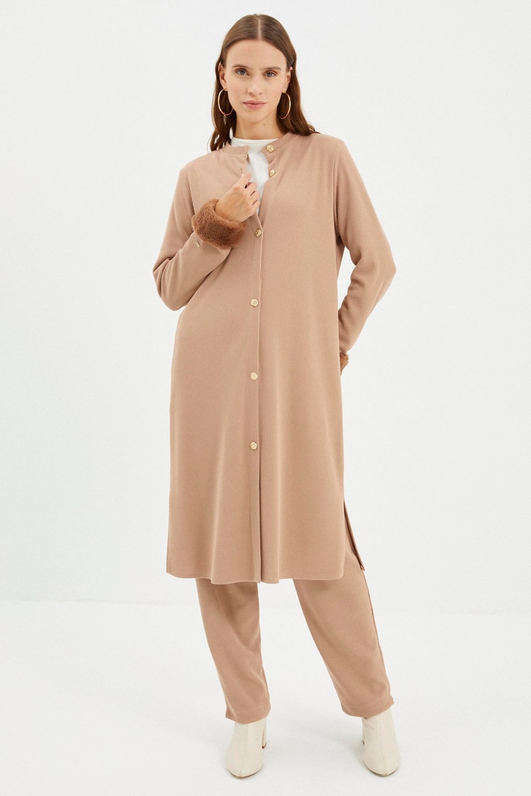 Kol Kürk Detaylı Camel Hırka HR-0008