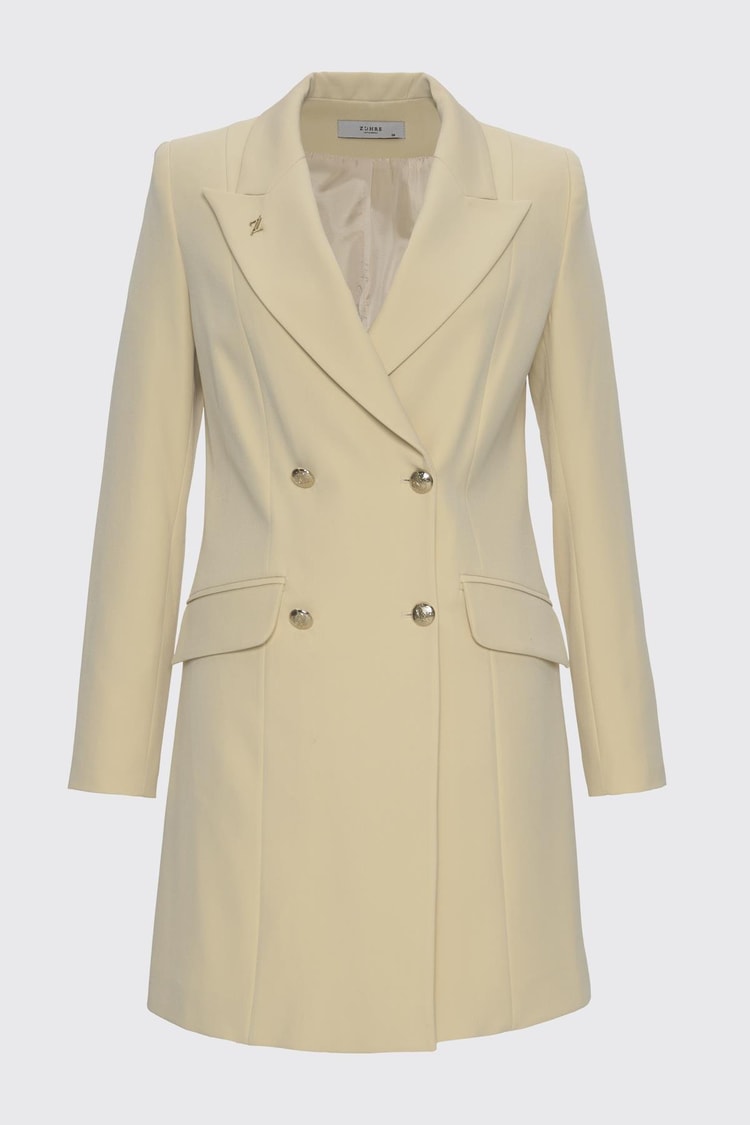 Kruvaze Yaka Blazer Ekru Ceket C-0052
