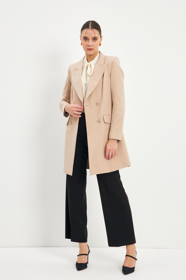 Kruvaze Yaka Blazer Taş Ceket C-0052