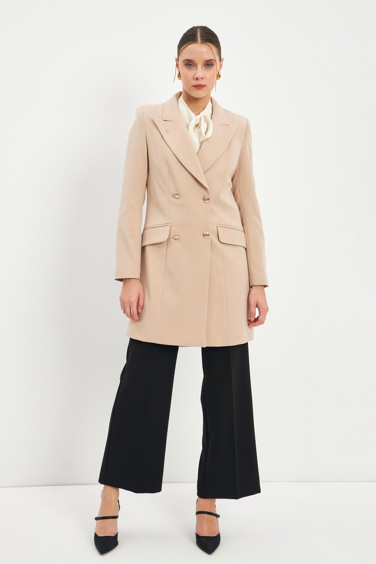 Kruvaze Yaka Blazer Taş Ceket C-0052