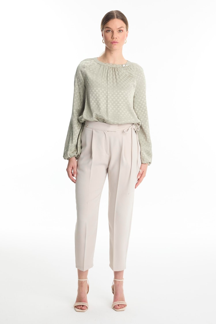 Kuşak Detaylı Bej Pantolon P-0229