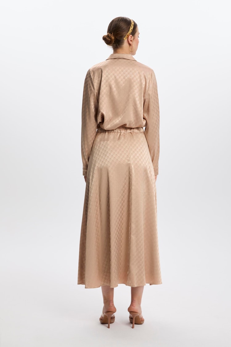 Monogram Desenli Bej Etek ETK-0174