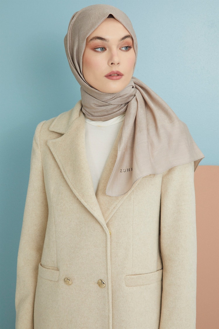 Monogram Desenli Bej Şal 0103 