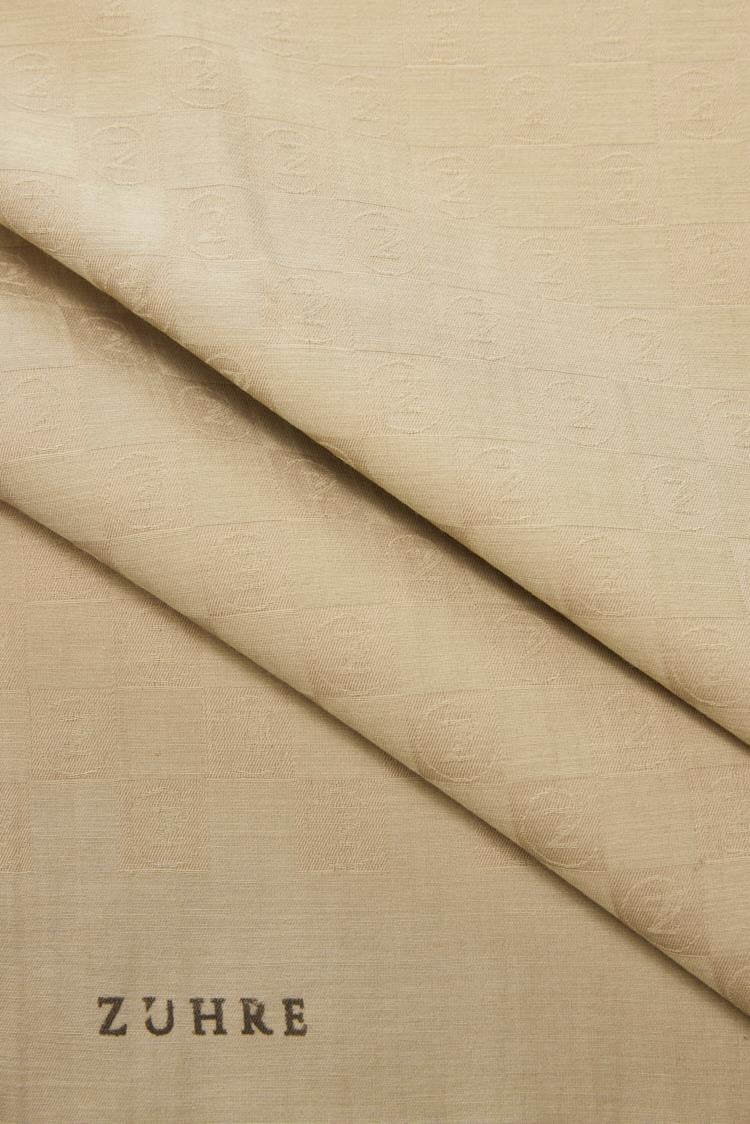 Monogram Desenli Bej Seher Şal 0106