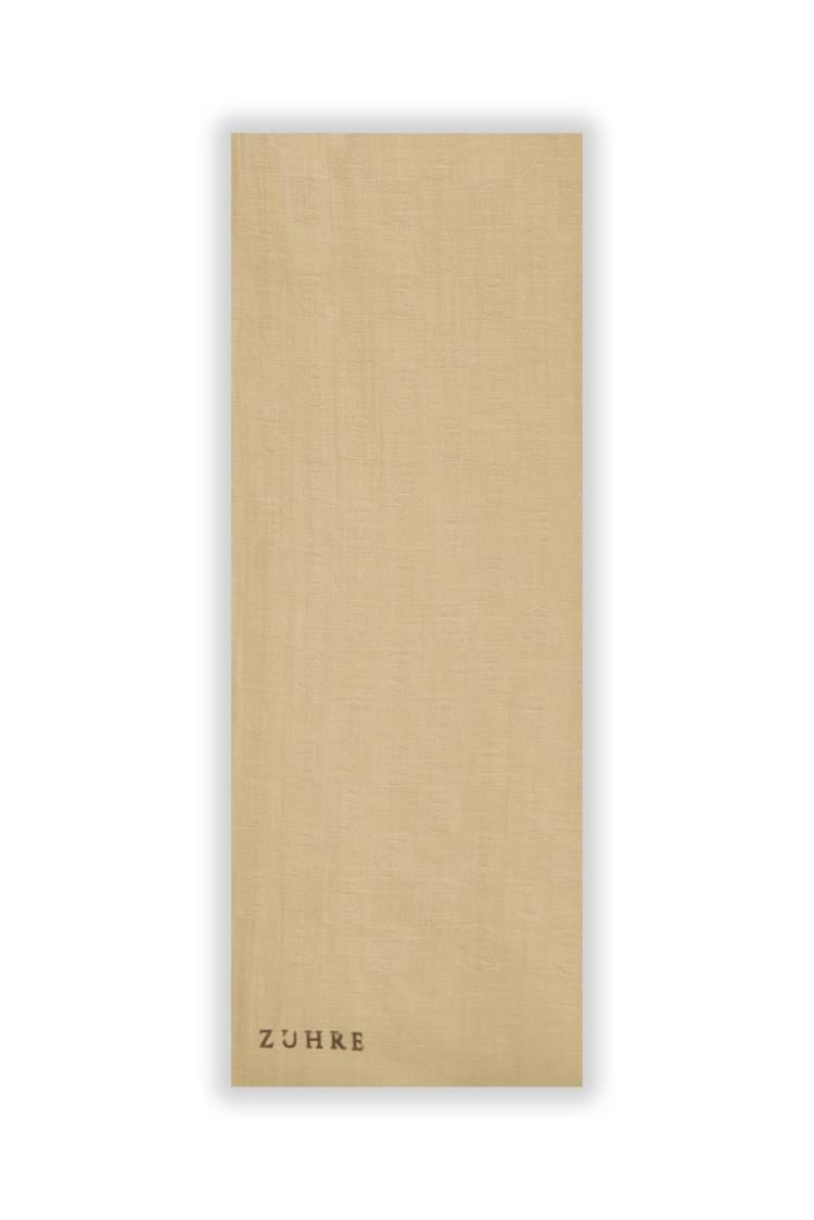 Monogram Desenli Bej Seher Şal 0106