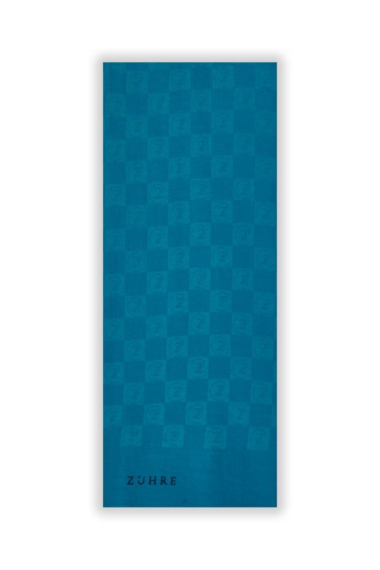 Monogram Desenli F.Mavi Seher Şal 0106
