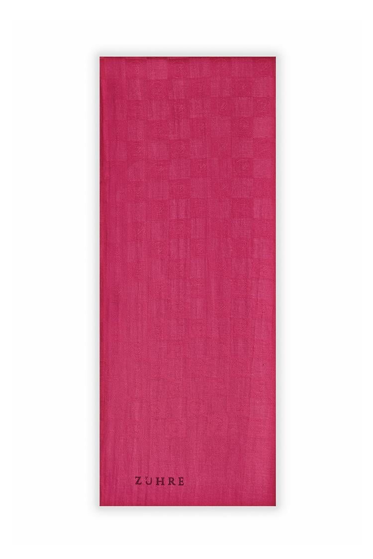 Monogram Desenli Fuşya Seher Şal 0106
