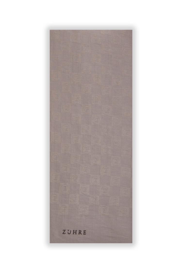 Monogram Desenli Gri Seher Şal 0106