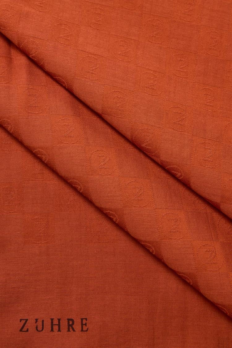 Monogram Desenli Kiremit Seher Şal 0106