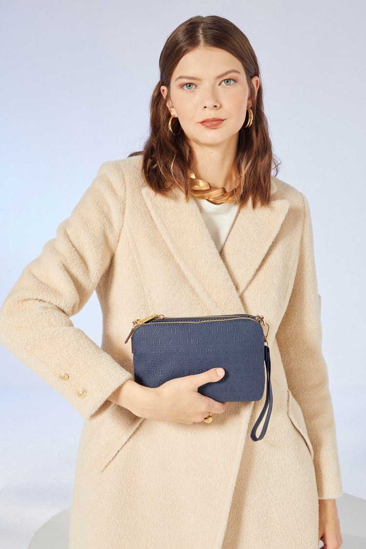 Monogram Desenli Lacivert El Çanta ZH0033