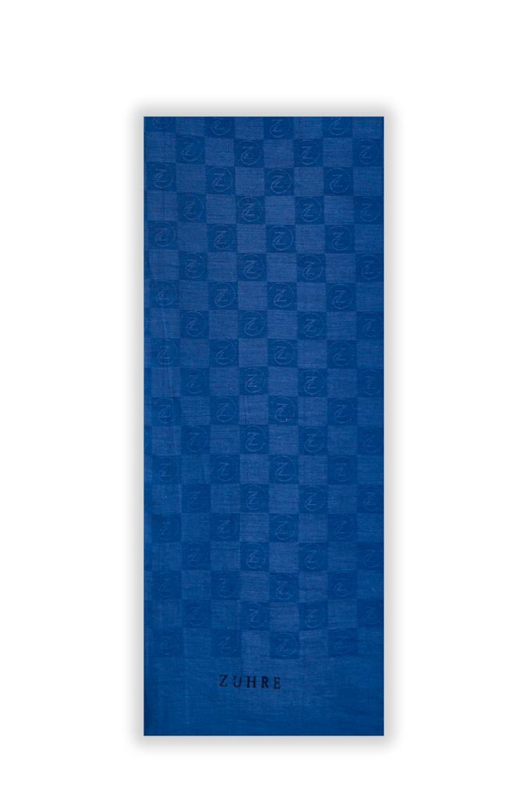 Monogram Desenli Lacivert Seher Şal 0106