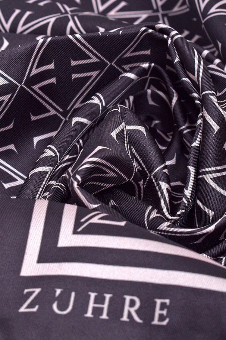 Monogram Desenli Polyester Twill Eşarp 0081 V1