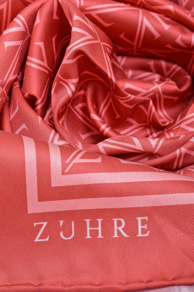 Monogram Desenli Polyester Twill Eşarp 0081 V24