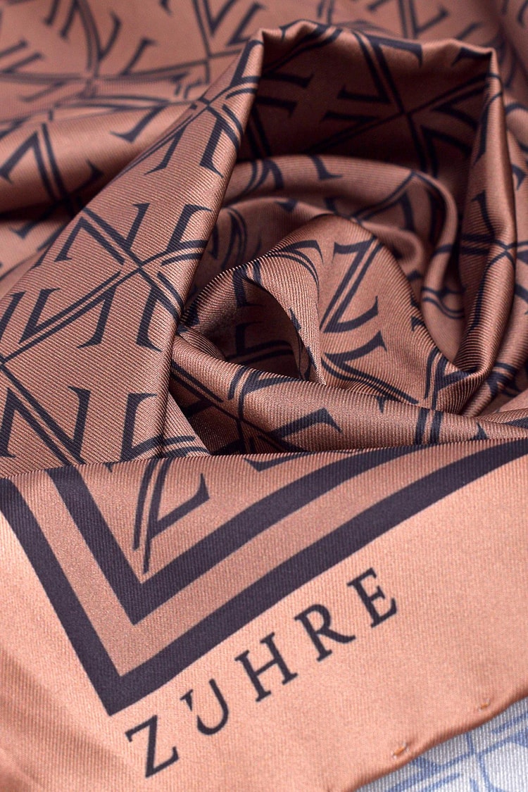 Monogram Desenli Polyester Twill Eşarp 0081 V13