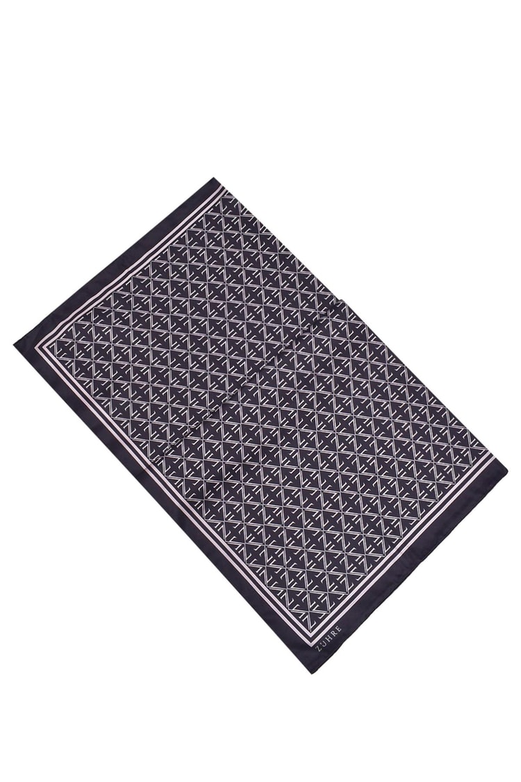 Monogram Desenli Polyester Twill Eşarp 0081 V1