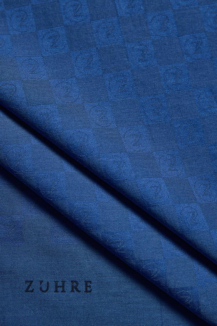 Monogram Desenli Saks Seher Şal 0106