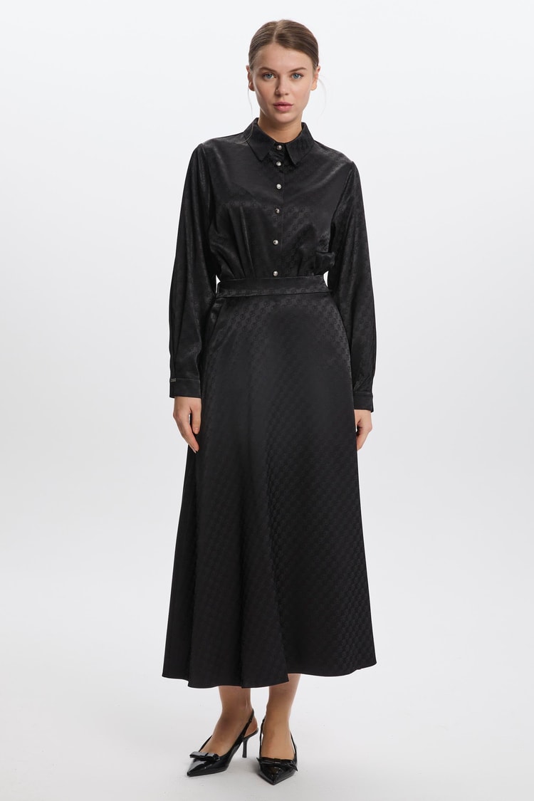 Monogram Desenli Siyah Etek ETK-0174