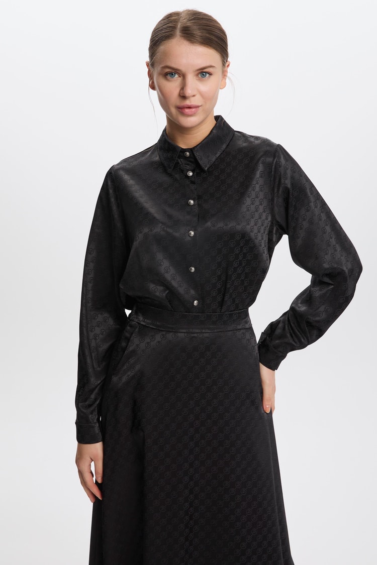 Monogram Desenli Siyah Etek ETK-0174