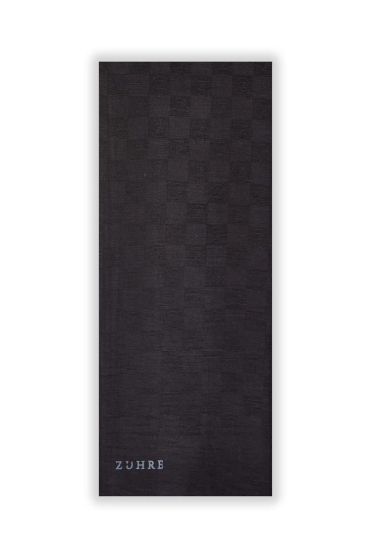 Monogram Desenli Siyah Seher Şal 0106