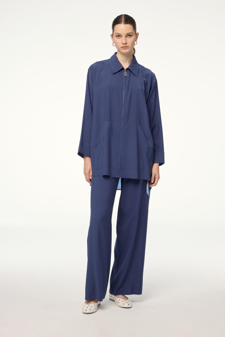Navy Blue Two-Piece Set with Back Detail TK-1464