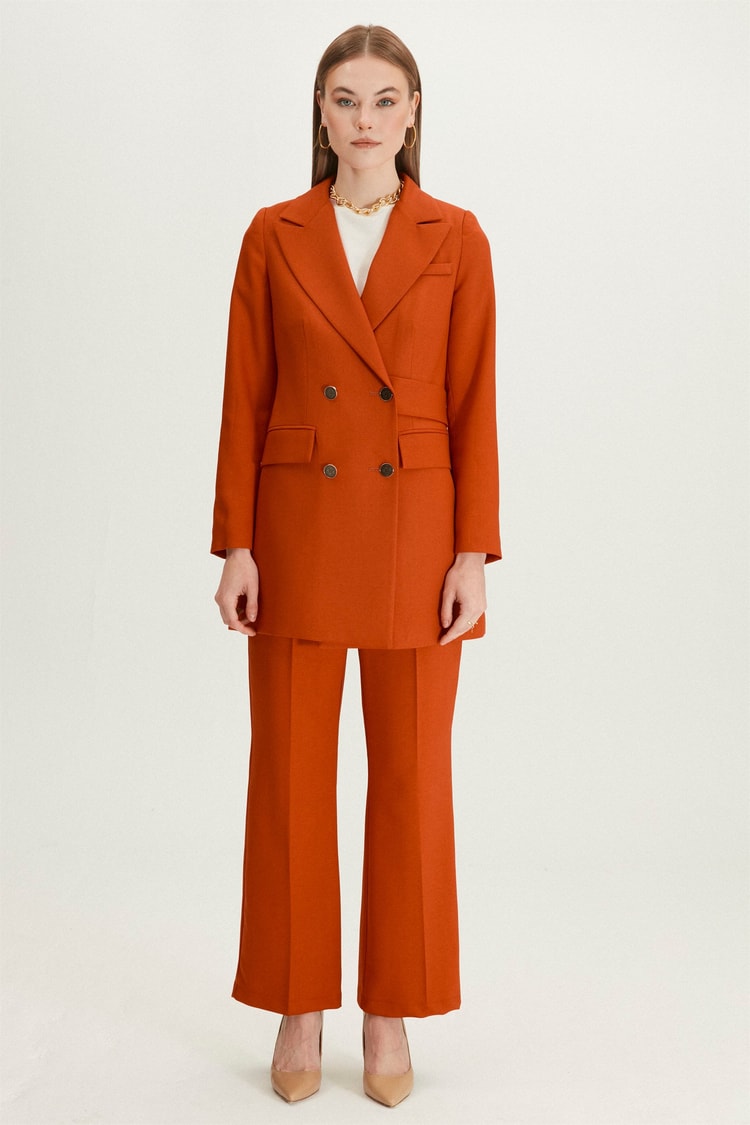 Blazer Ceket Pantolon Kiremit İkili Takım TK-1085 