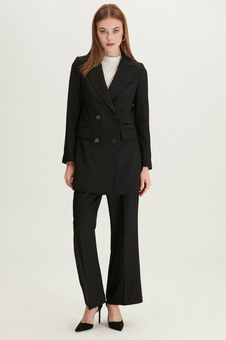 Blazer Ceket Pantolon Siyah İkili Takım TK-1085
