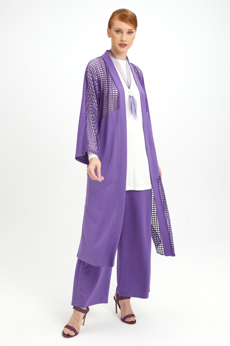 Aksesuar Detaylı Violet Üçlü Kombin Takım TK-1160