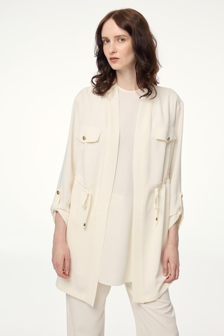 Pocket Detail Ecru Three‑Piece Set TK‑1212
