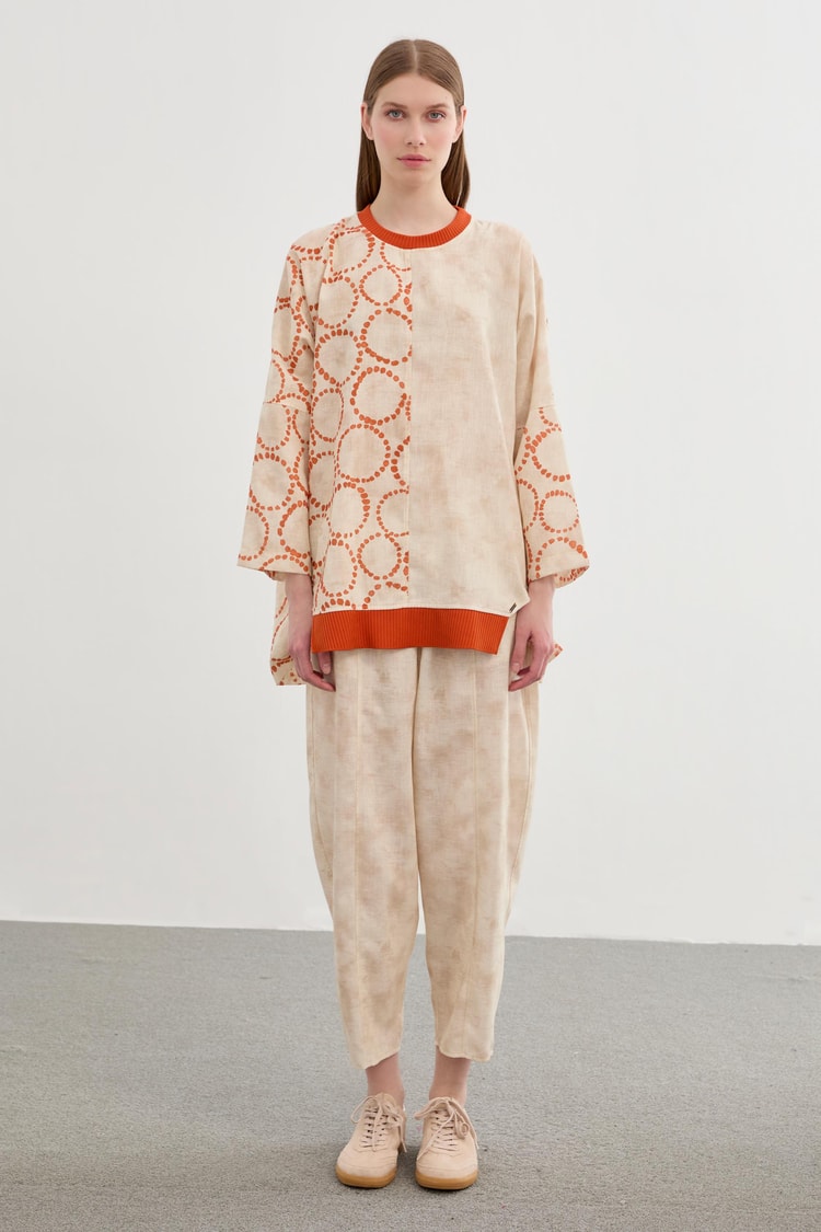 Patterned Orange Combination Suit TK-1300