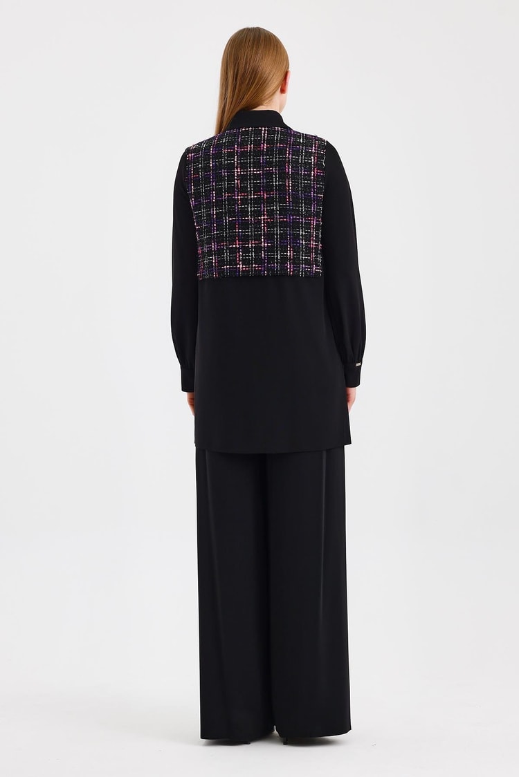 Tüvit Desenli Fuşya Tunik T-1512