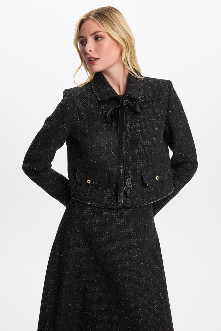 Tweed Desenli Siyah İkili Takım TK-1373