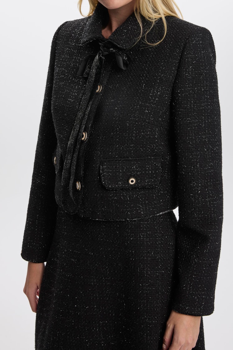 Tweed Desenli Siyah İkili Takım TK-1373