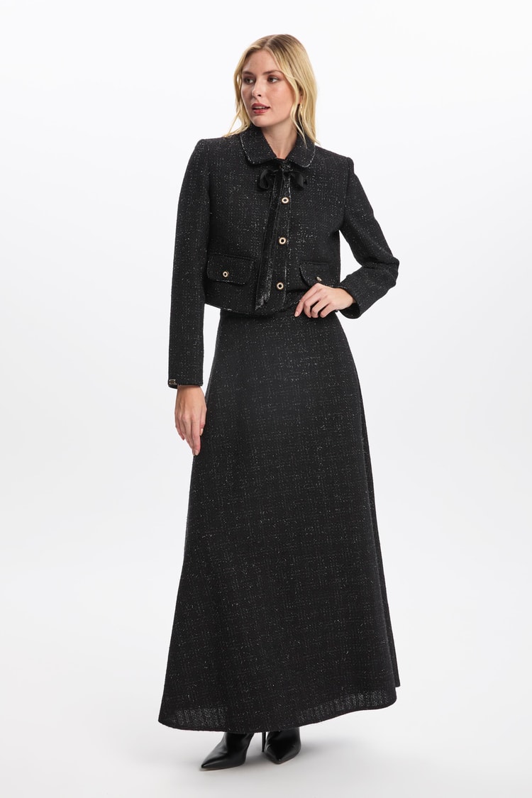 Tweed Desenli Siyah İkili Takım TK-1373
