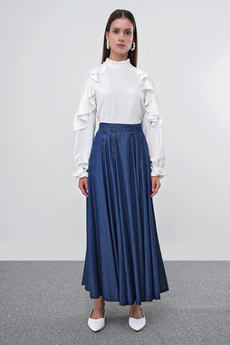Denim Evaze K.Mavi Etek ETK-0144