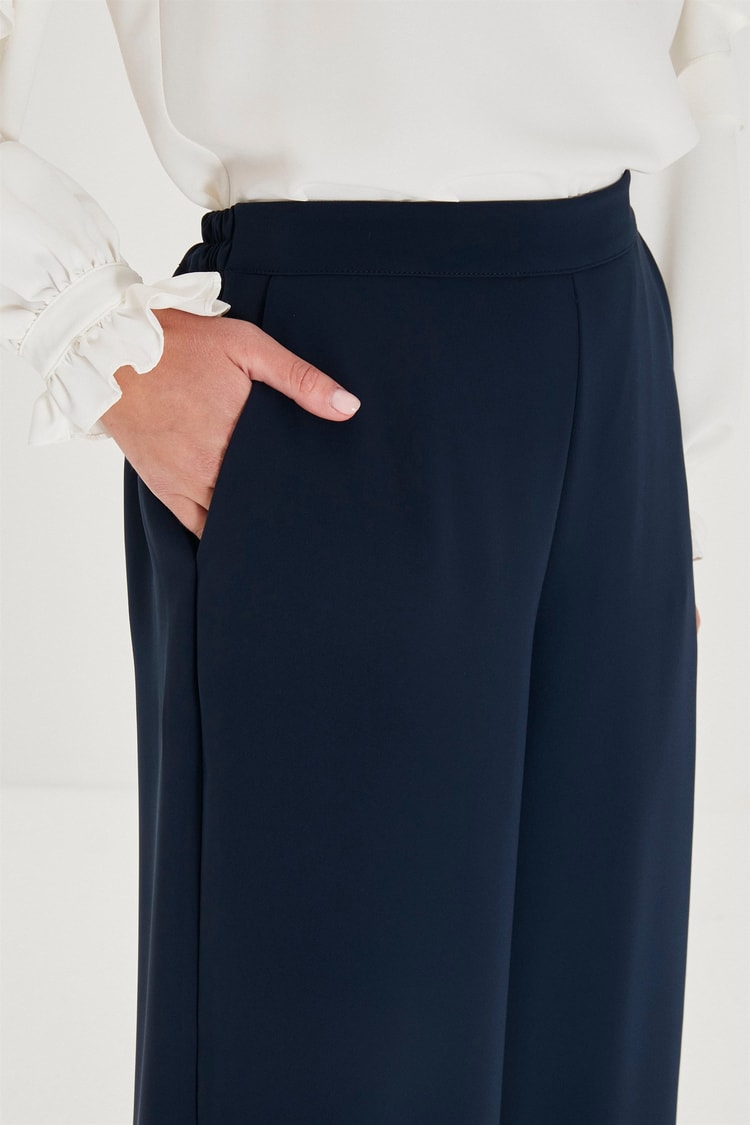 ZÜHRE Bol Paça Lacivert Pantolon P-0013