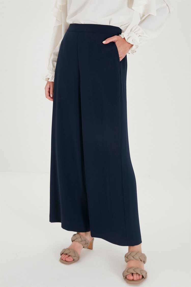 ZÜHRE Bol Paça Lacivert Pantolon P-0013