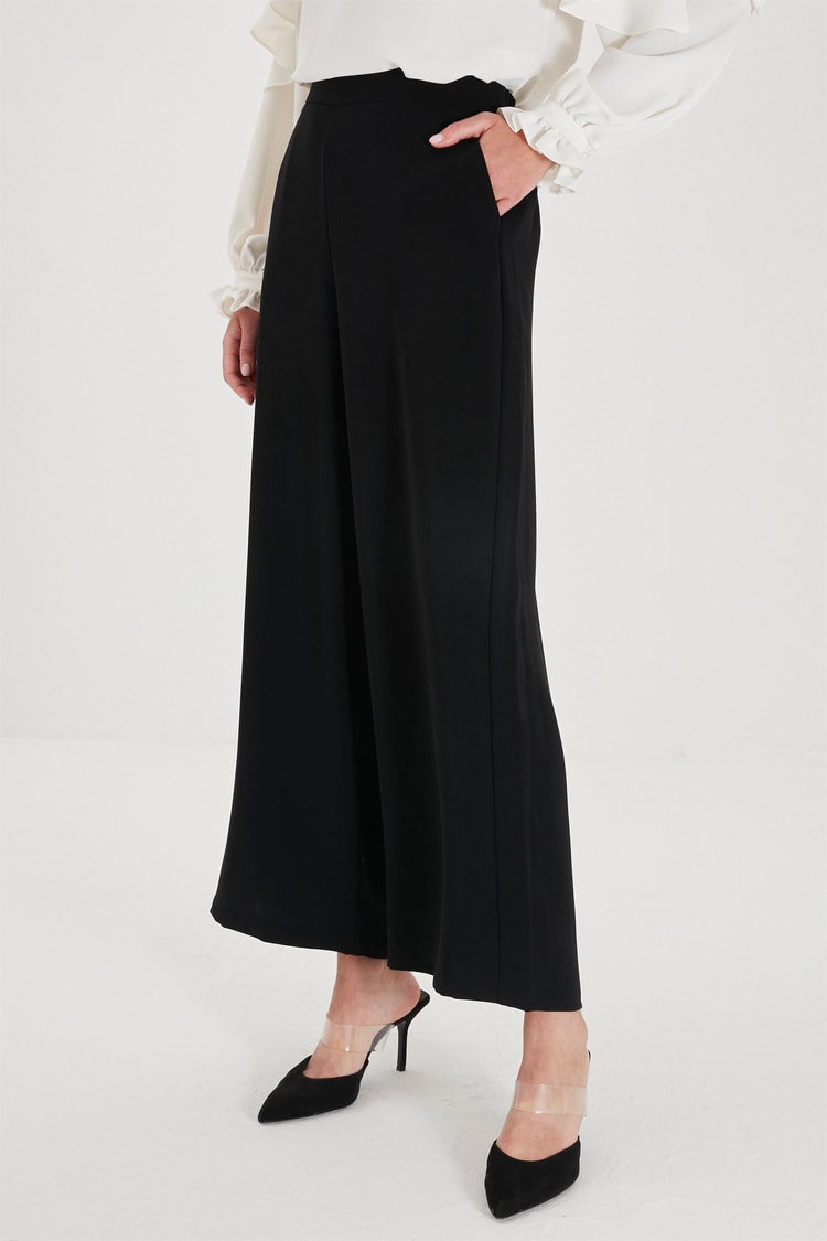 ZÜHRE Bol Paça Siyah Pantolon P-0013