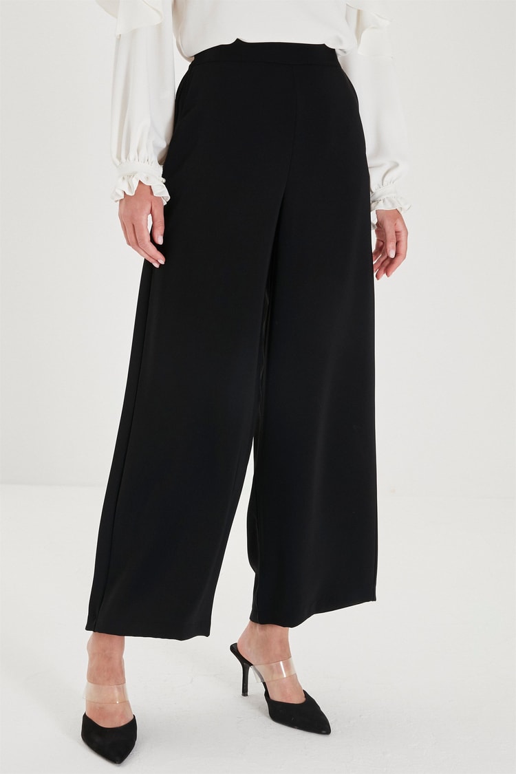 ZÜHRE Bol Paça Siyah Pantolon P-0013