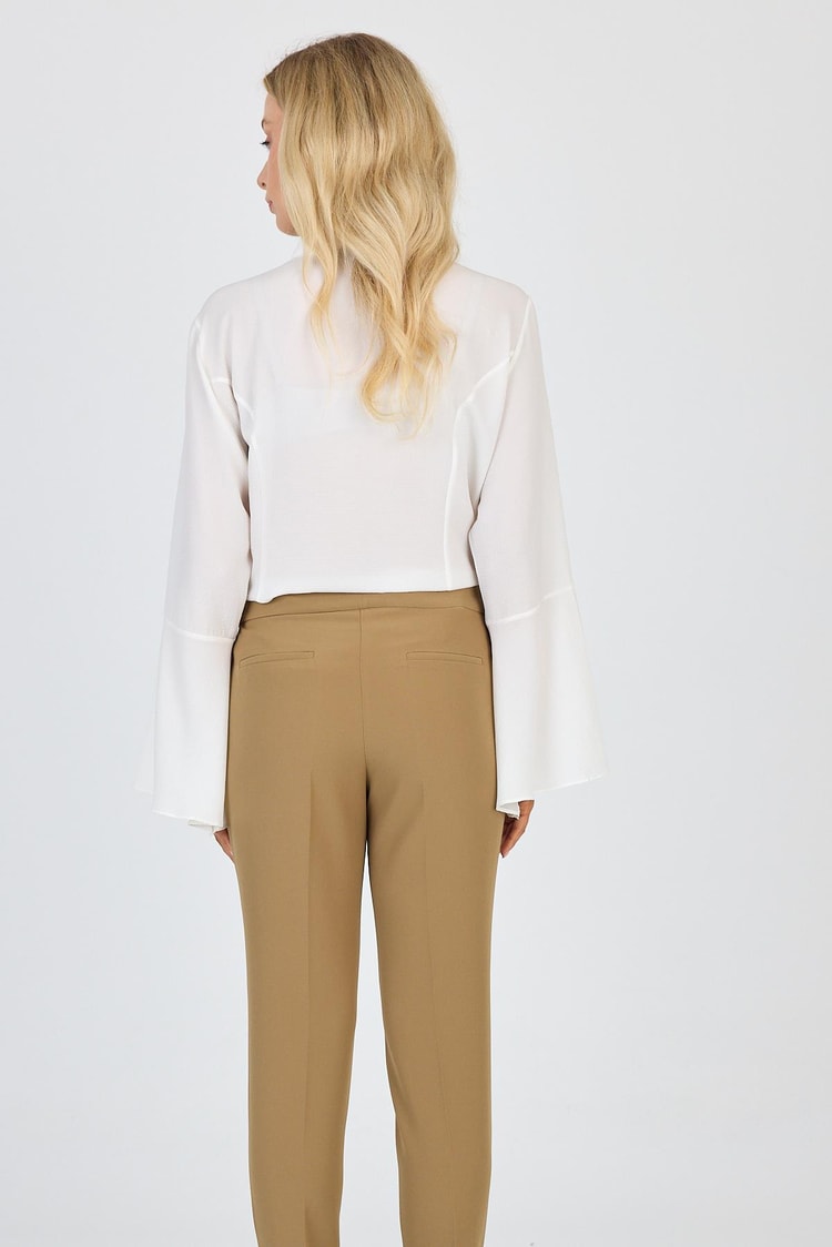 ZÜHRE Dar Paça Kumaş Pantolon Vizon P-0024