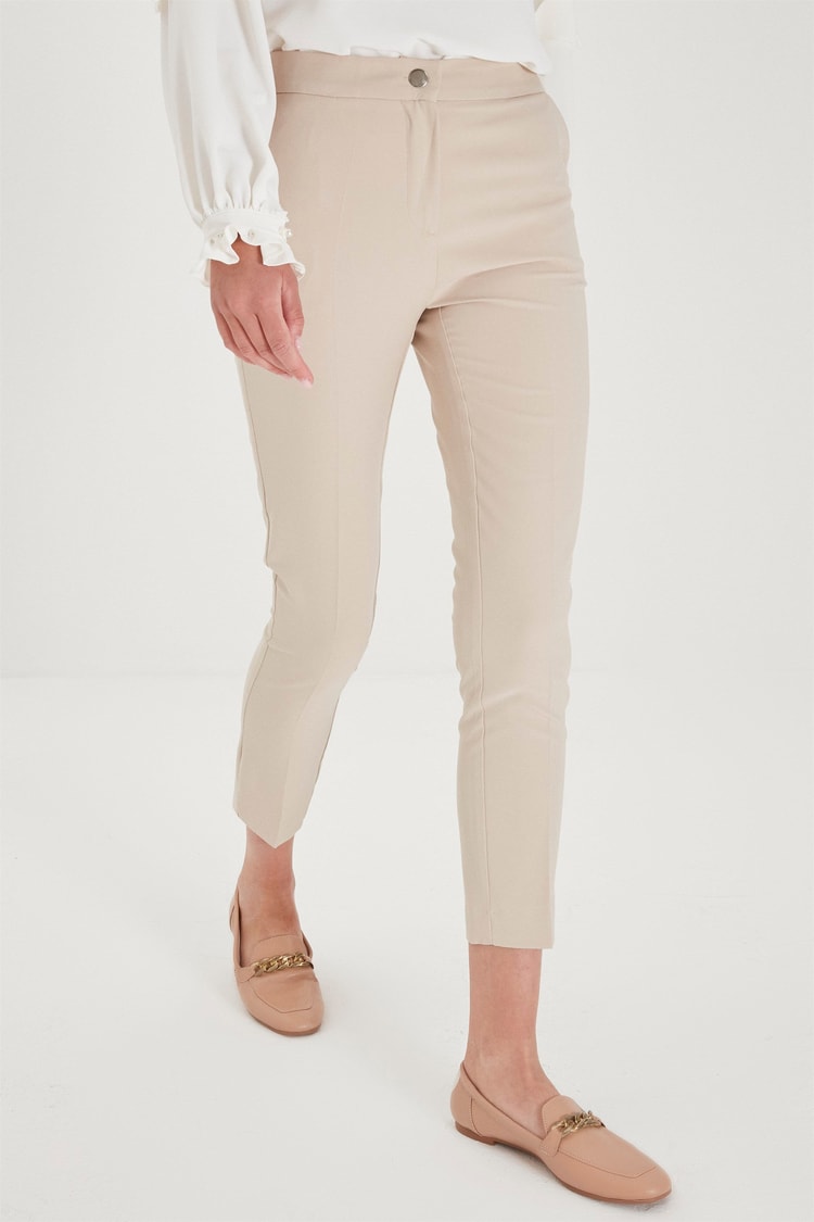 ZÜHRE Dar Paça Pantolon Bej P-0024