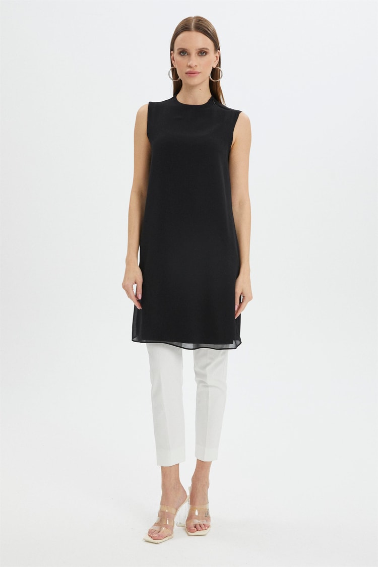 Sleeveless Black Inner Tunic T-0616