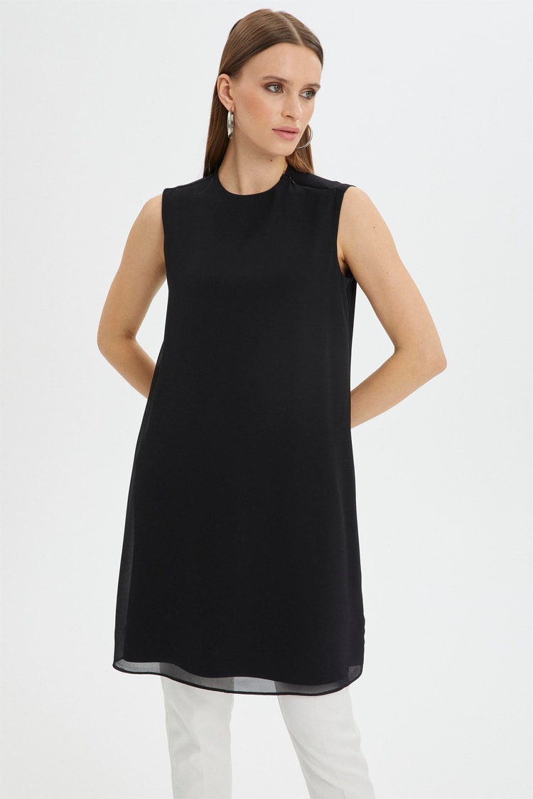 Sleeveless Black Inner Tunic T-0616