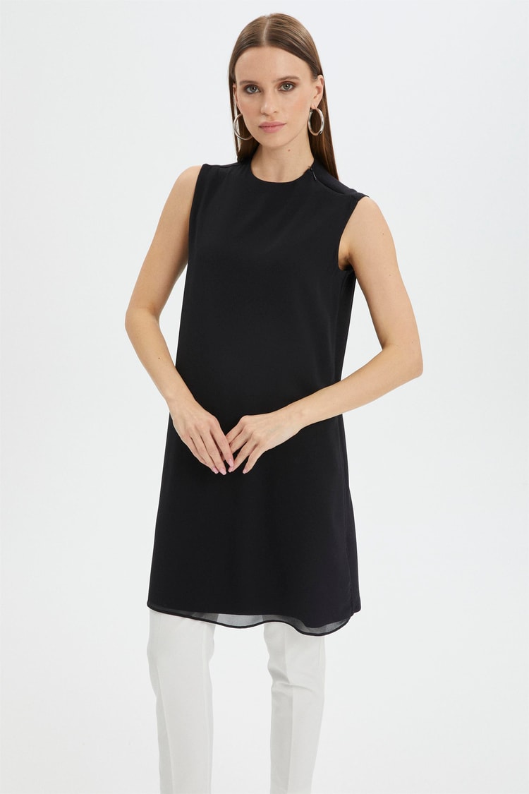 Sleeveless Black Inner Tunic T-0616
