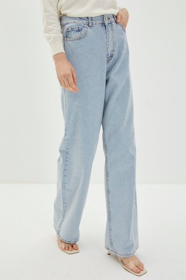 ZÜHRE Yüksek Bel Bol Paça Jean Pantolon P-0140