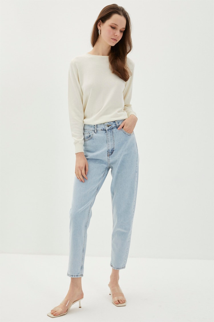 P-0137 (50286) MOM JEANS KOT PANTOLON 36-42