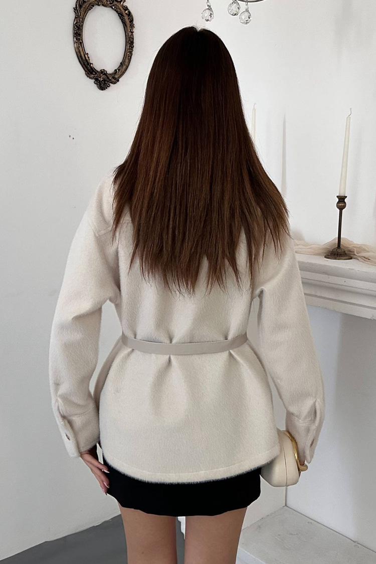 Beige Cashmere Shirt With Gold Buttons