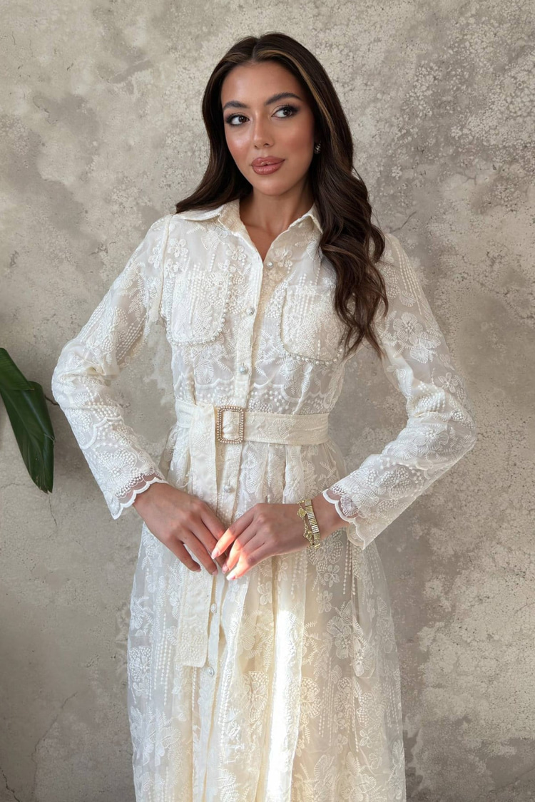 Beige Embellished Dress