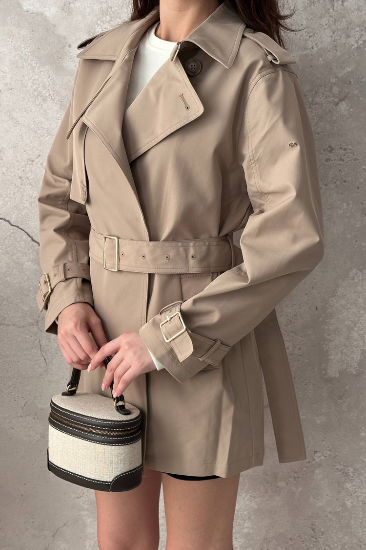 Beige Tone Buttoned Trench Coat