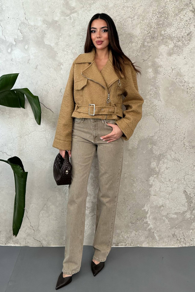 Camel Eyelet Cashmere Coat